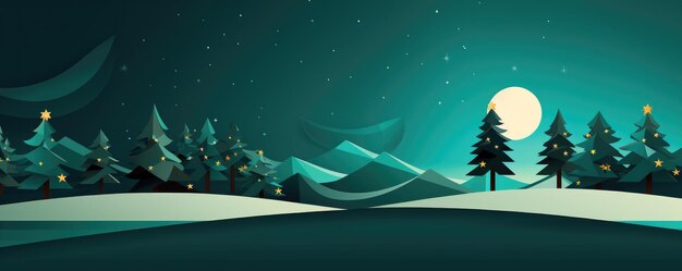 Illustrazione di papercraft dell'albero di Natale Sfondi di striscione di Natale Generativo ai