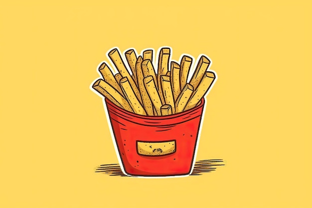 Illustrazione di patatine fritte Illustrazione di cibo IA generativa