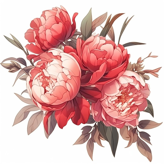 Illustrazione di peonie