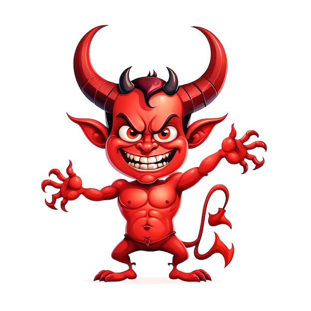 Illustrazione di personaggi dei cartoni animati del diavolo su sfondo bianco