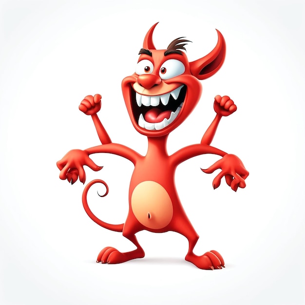 Illustrazione di personaggi dei cartoni animati del diavolo su sfondo bianco