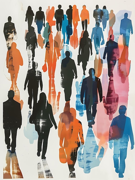 Illustrazione di persone che camminano Pride colori poster arcobaleno sfondo carta da parati design passeggiata