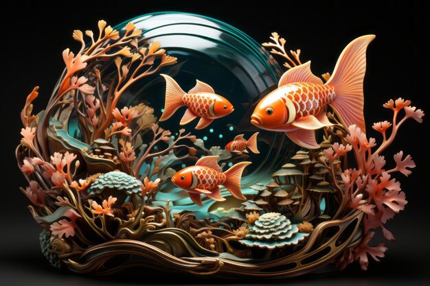 Illustrazione di pesci e animali acquatici