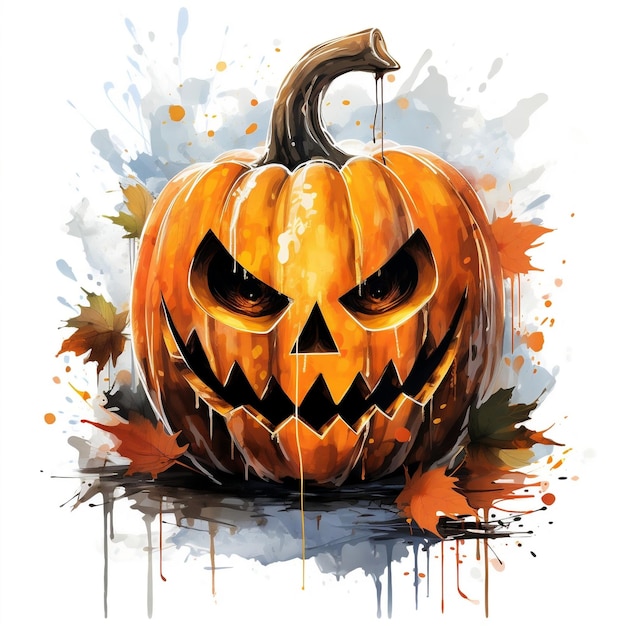 illustrazione di pittura ad acquerello di zucca di halloween per magliette o poster