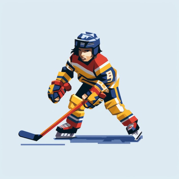 Illustrazione di pixel hockey con colori vivaci e stile unico