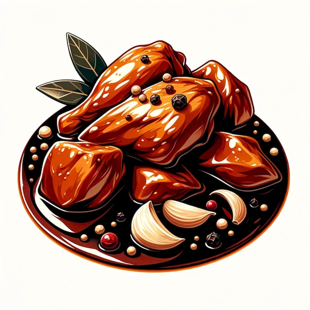 Illustrazione di pollo adobo di cibo tipico filippino