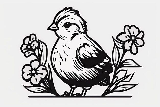 Illustrazione di pollo ornato di fiori