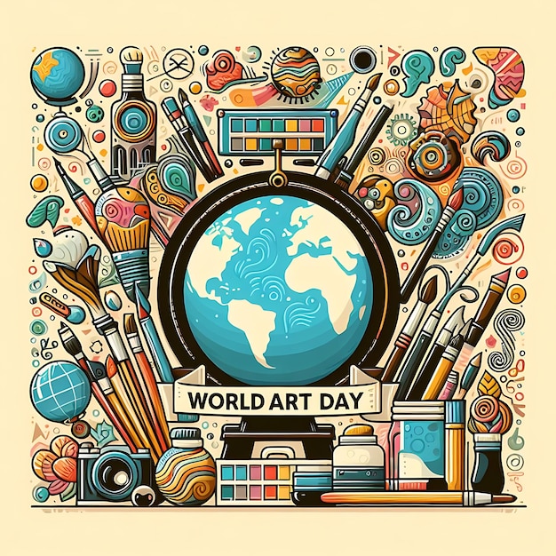 Illustrazione di poster o banner per la Giornata Mondiale dell'Arte