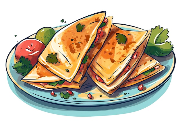 Illustrazione di quesadillas Illustrazione di cibo IA generativa