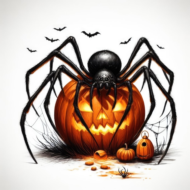 Illustrazione di ragno di Halloween isolato su bianco
