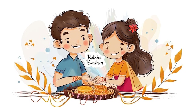 illustrazione di rakhi decorato per la festa indiana Raksha Bandhan sfondo