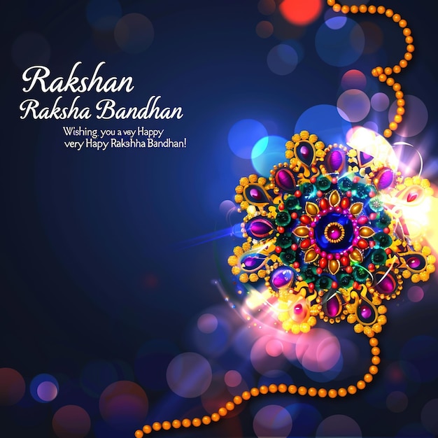 illustrazione di rakhi decorato per la festa indiana Raksha Bandhan sfondo