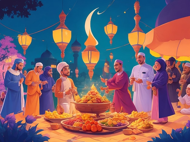 Illustrazione di Ramadan Kareem Eid Mubarak