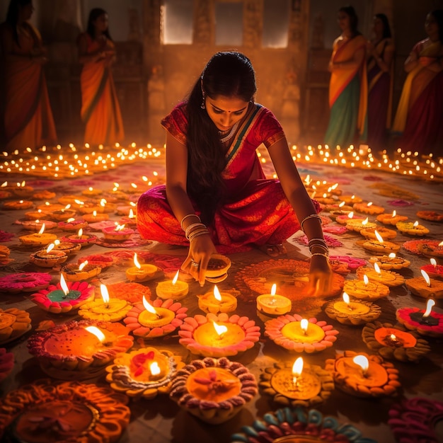 illustrazione di rappresentazioni gioiose delle celebrazioni di Diwali