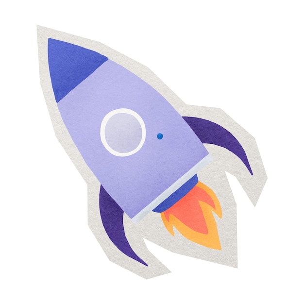 Illustrazione di razzo png carta adesiva viola tagliata su sfondo trasparente