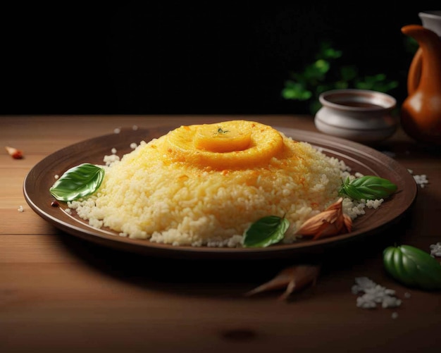 Illustrazione di rendering 3d del design minimale del delizioso piatto di cibo brasiliano Farofa