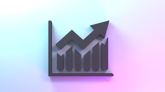 Illustrazione di rendering 3d del grafico di crescita positiva