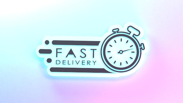 Illustrazione di rendering 3d del logo di consegna rapida