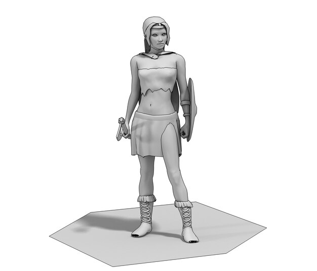 illustrazione di rendering 3D del personaggio della donna guerriera