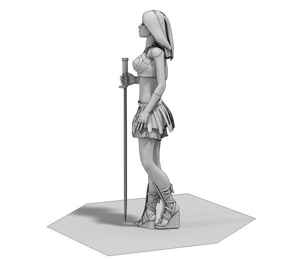 illustrazione di rendering 3D del personaggio della donna guerriera