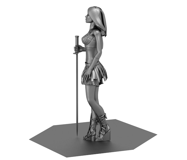 illustrazione di rendering 3D del personaggio della donna guerriera