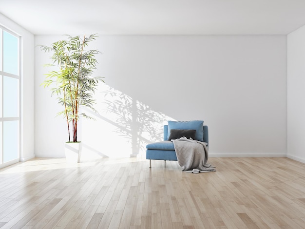 Illustrazione di rendering 3D dell'appartamento con interni luminosi moderni