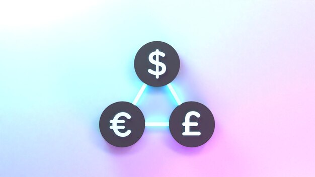 Illustrazione di rendering 3d dell'icona di cambio valuta