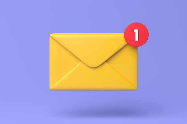 Illustrazione di rendering 3d dell'icona di notifica e-mail