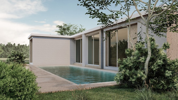 Illustrazione di rendering 3D della casa moderna