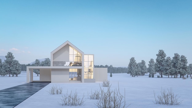 Illustrazione di rendering 3D della casa moderna