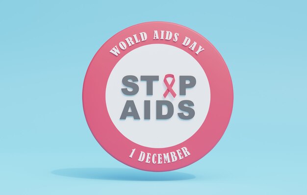 illustrazione di rendering 3d della giornata mondiale dell'aids