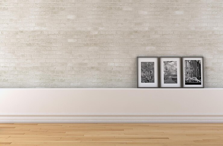 Illustrazione di rendering 3D della stanza vuota con interni luminosi moderni