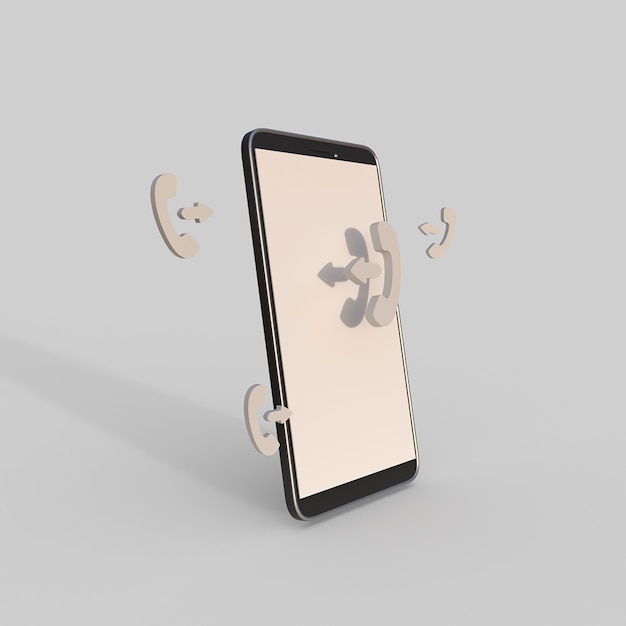 Illustrazione di rendering 3d di chiamata in uscita del telefono cellulare
