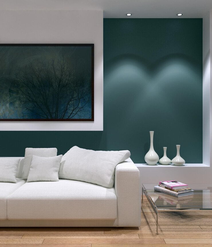 Illustrazione di rendering 3D di interni moderni e luminosi