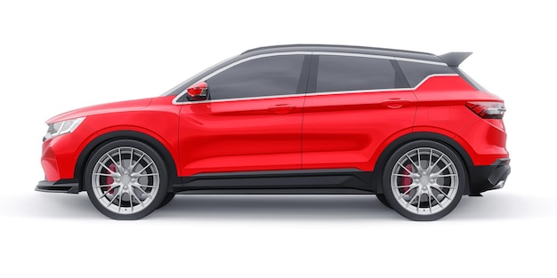 Illustrazione di rendering 3d di SUV compatto per auto sportive rosse