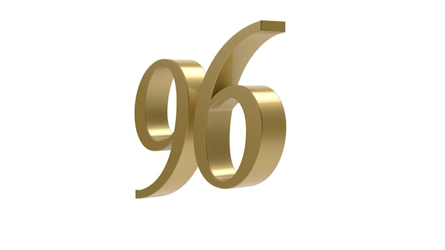Illustrazione di rendering 3d in metallo con cifre numeriche in oro 96