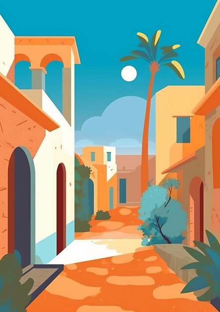 Illustrazione di Santorini Grecia Isola Cicladi Isola