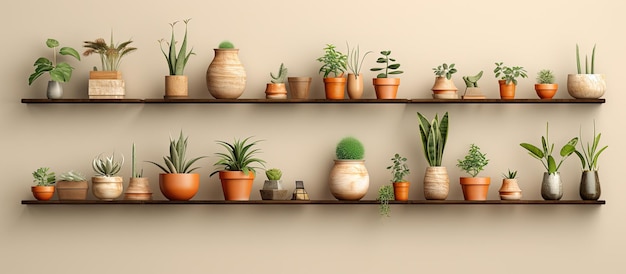 Illustrazione di scaffali con piante
