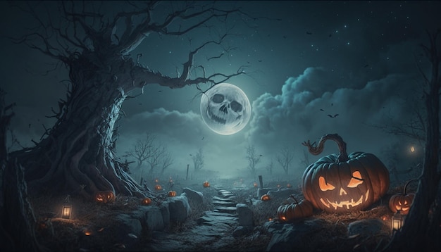 illustrazione di scenario di halloween