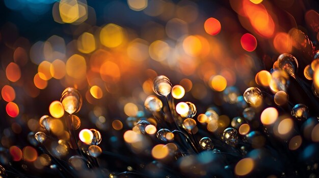 Illustrazione di sfondo astratto con luci bokeh e gocce d'acqua