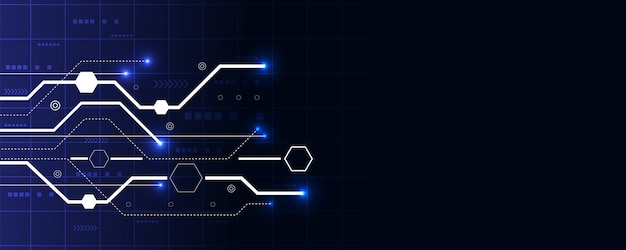 illustrazione di sfondo del futuro moderno della tecnologia Sfondo blu scuro con linee tratteggiate bianche