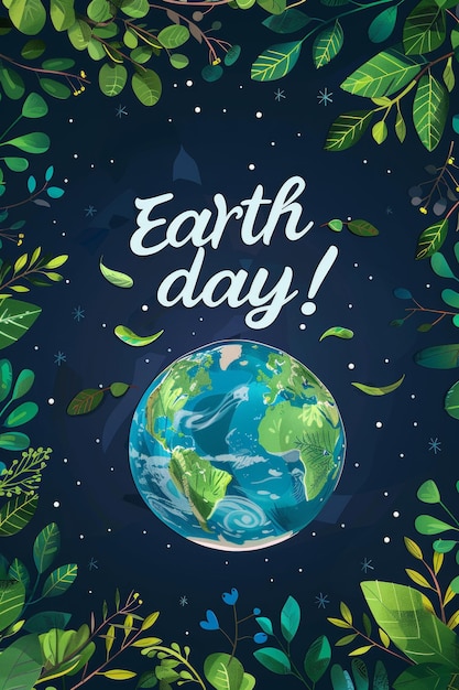 Illustrazione di sfondo del poster della Giornata della Terra progetto concettuale verticale per cartellini di auguri a pianta piatta