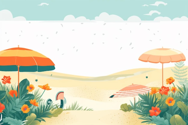 Illustrazione di sfondo estivo Una bellissima scena di spiaggia creata con l'intelligenza artificiale generativa
