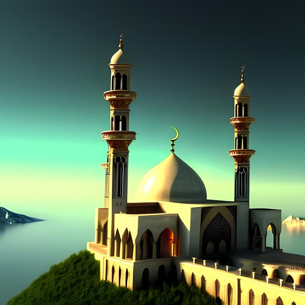 Illustrazione di sfondo stile anime moschea