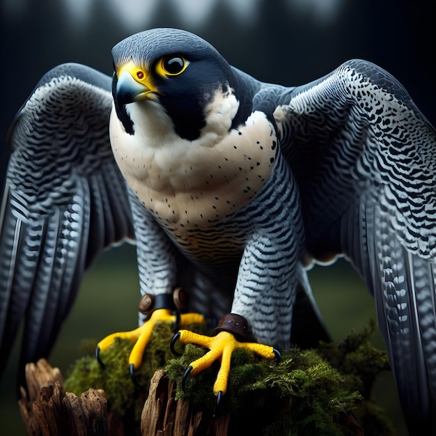Illustrazione di sfondo uccello con occhi gialli e una testa blu e bianca ai generatore