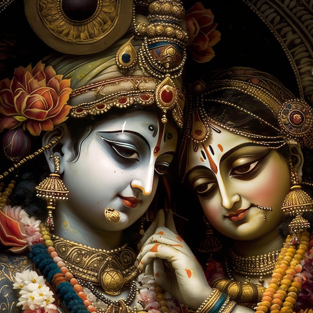 Illustrazione di Shree Krishna e Radha Generativo ai