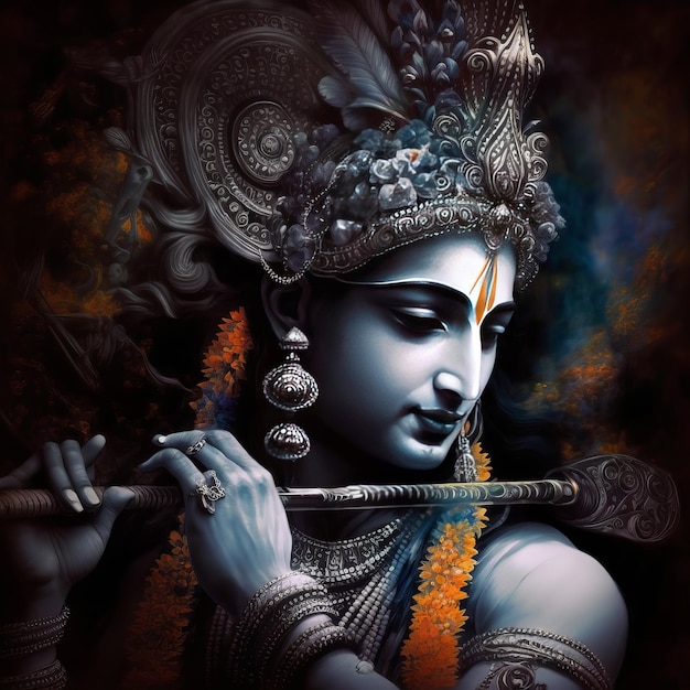 Illustrazione di Shree Krishna per janmashtami Generative Ai