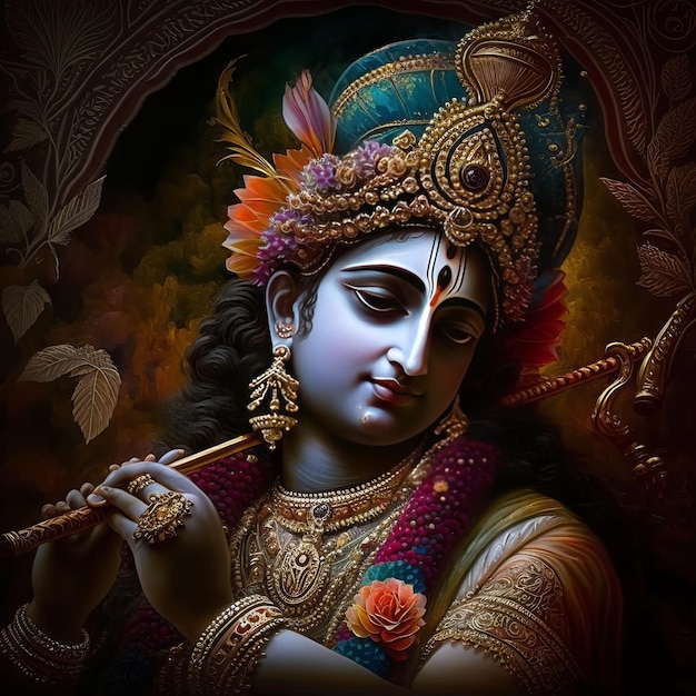 Illustrazione di Shree Krishna per janmashtami Generative Ai