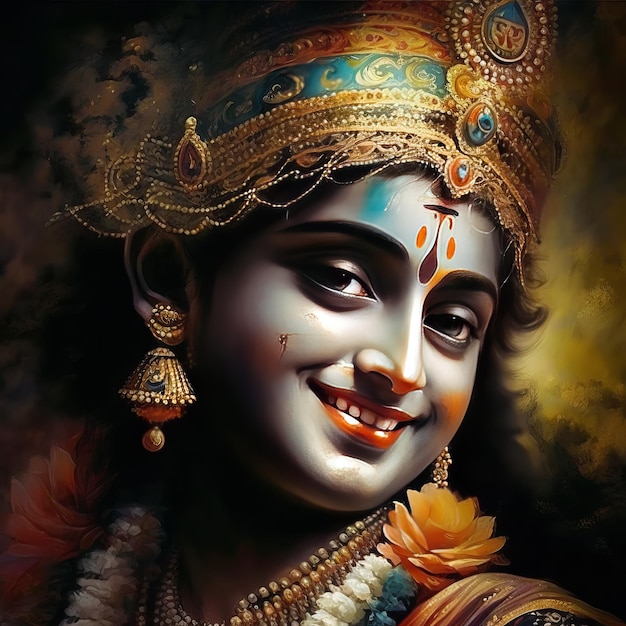 Illustrazione di Shree Krishna per janmashtami Generative Ai