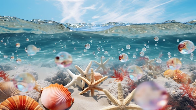 Illustrazione di spiaggia soleggiata sfondo carta da parati oceano mare